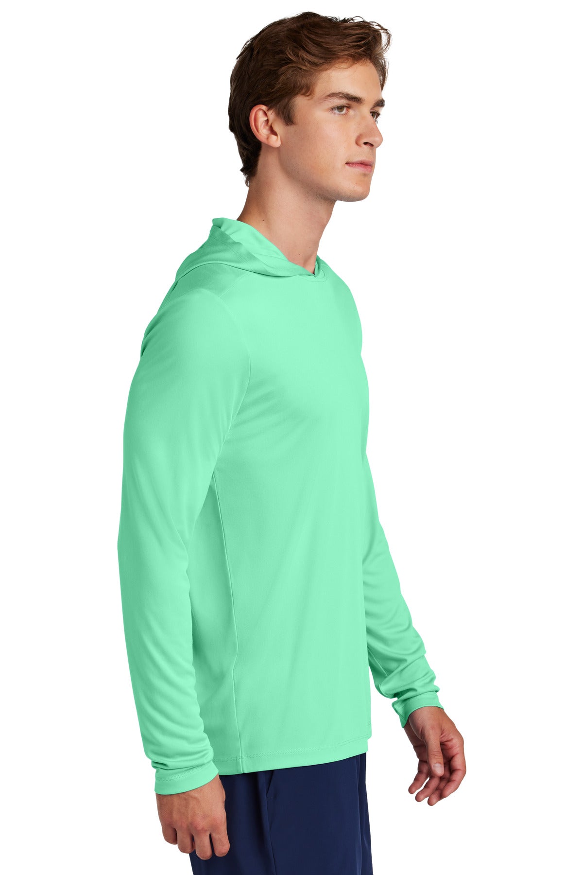 Sport-Tek Posi-UV Pro Long Sleeve Hoodie ST420LSH - Bright Seafoam - side