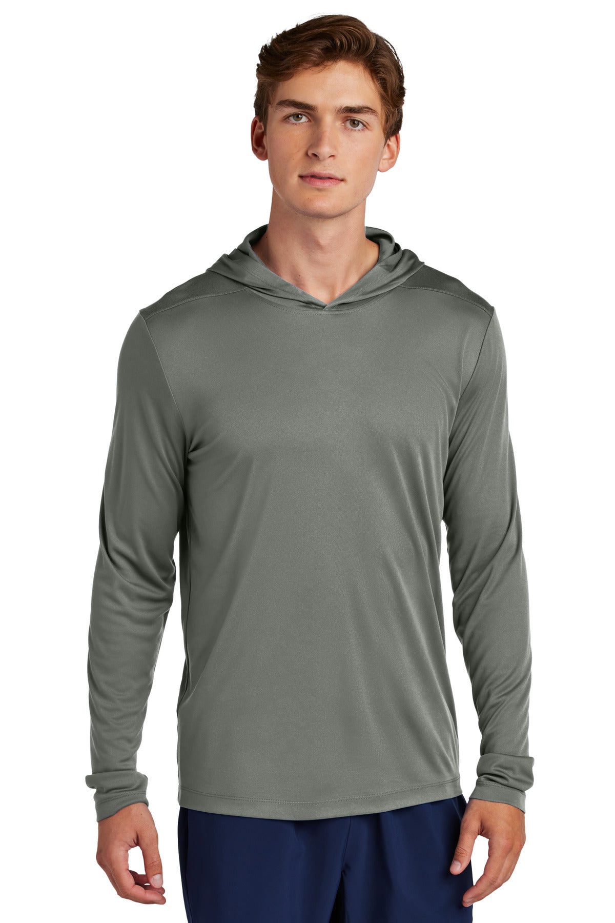 Sport-Tek Posi-UV Pro Long Sleeve Hoodie ST420LSH - Dark Smoke Grey - front