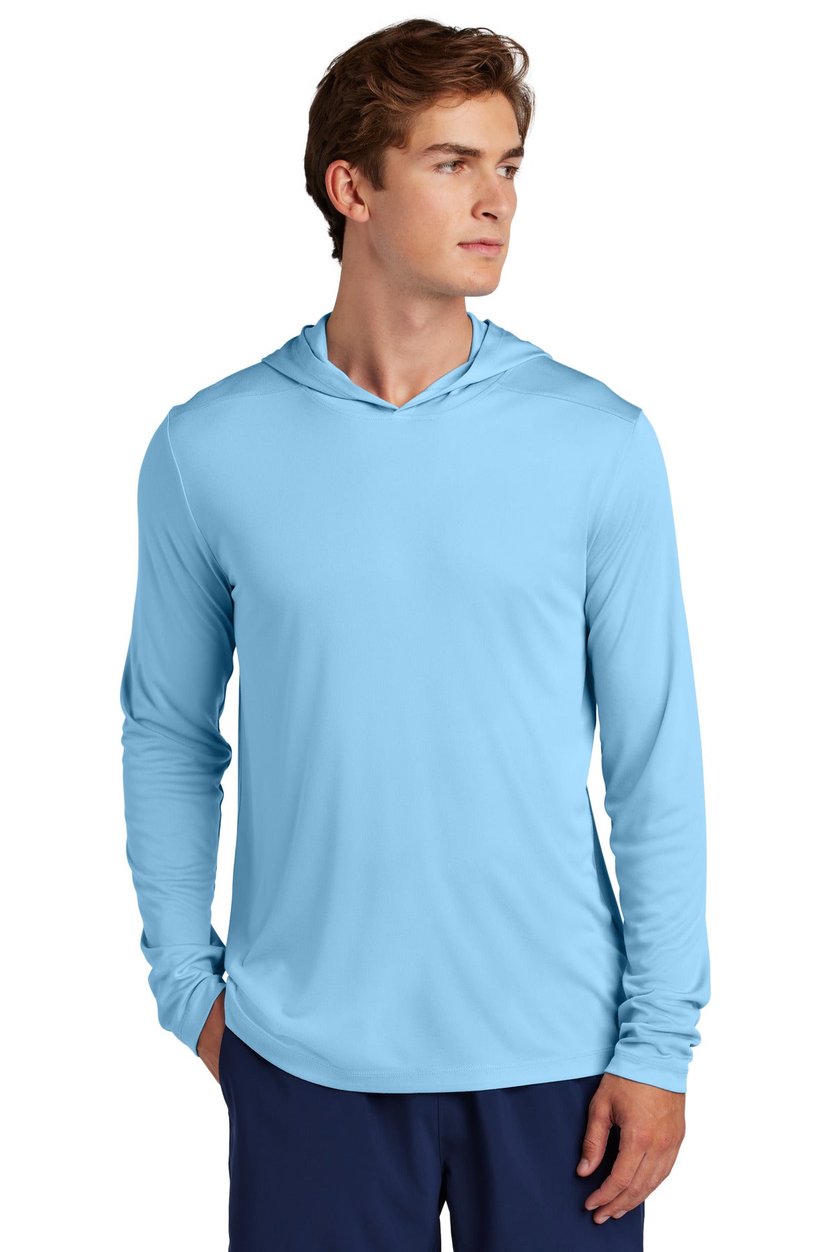 Sport-Tek Posi-UV Pro Long Sleeve Hoodie ST420LSH - Light Blue - front
