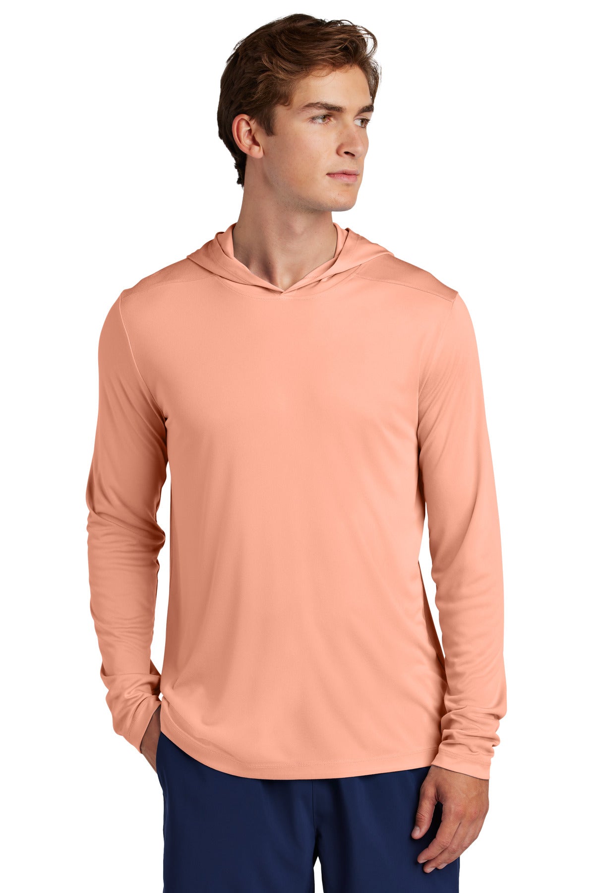 Sport-Tek Posi-UV Pro Long Sleeve Hoodie ST420LSH - Soft Coral - front