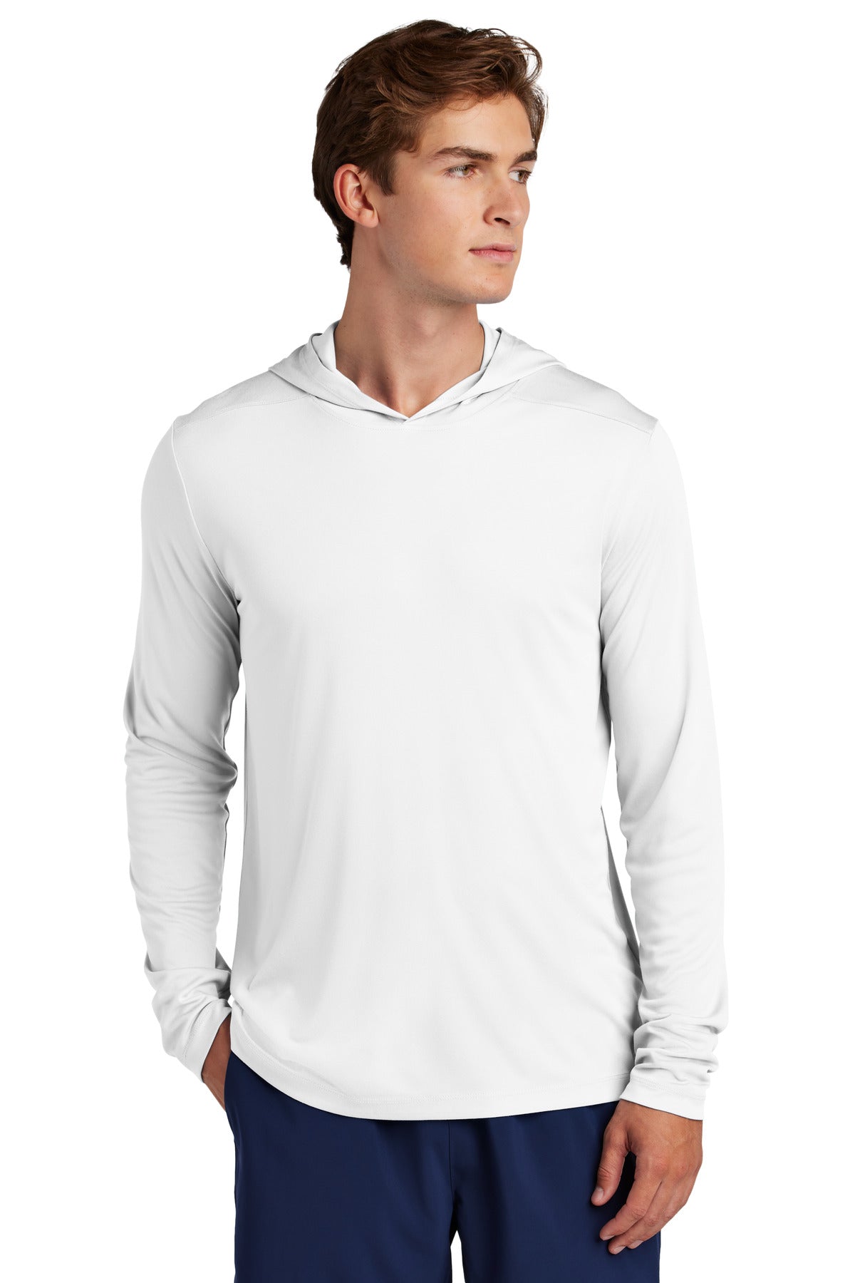 Sport-Tek Posi-UV Pro Long Sleeve Hoodie ST420LSH - White - front