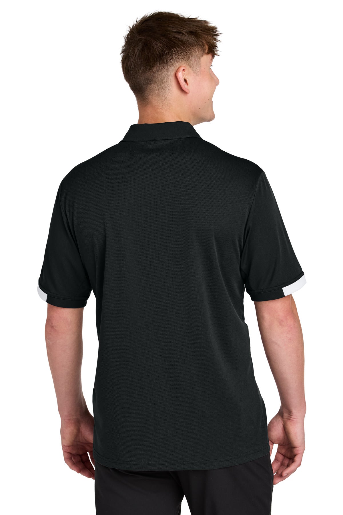 Sport-Tek Club Colorblock Polo ST444 - Black/ White - back