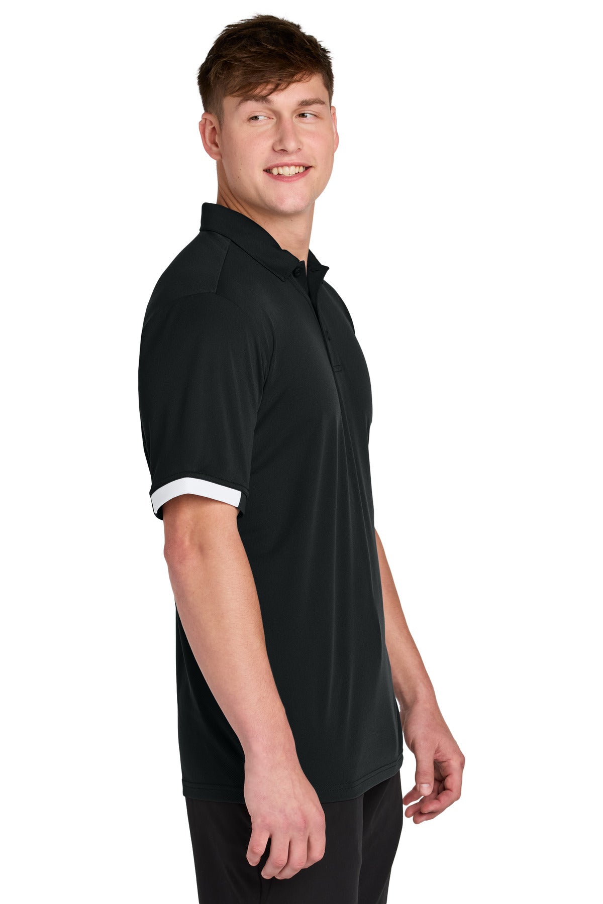 Sport-Tek Club Colorblock Polo ST444 - Black/ White - side