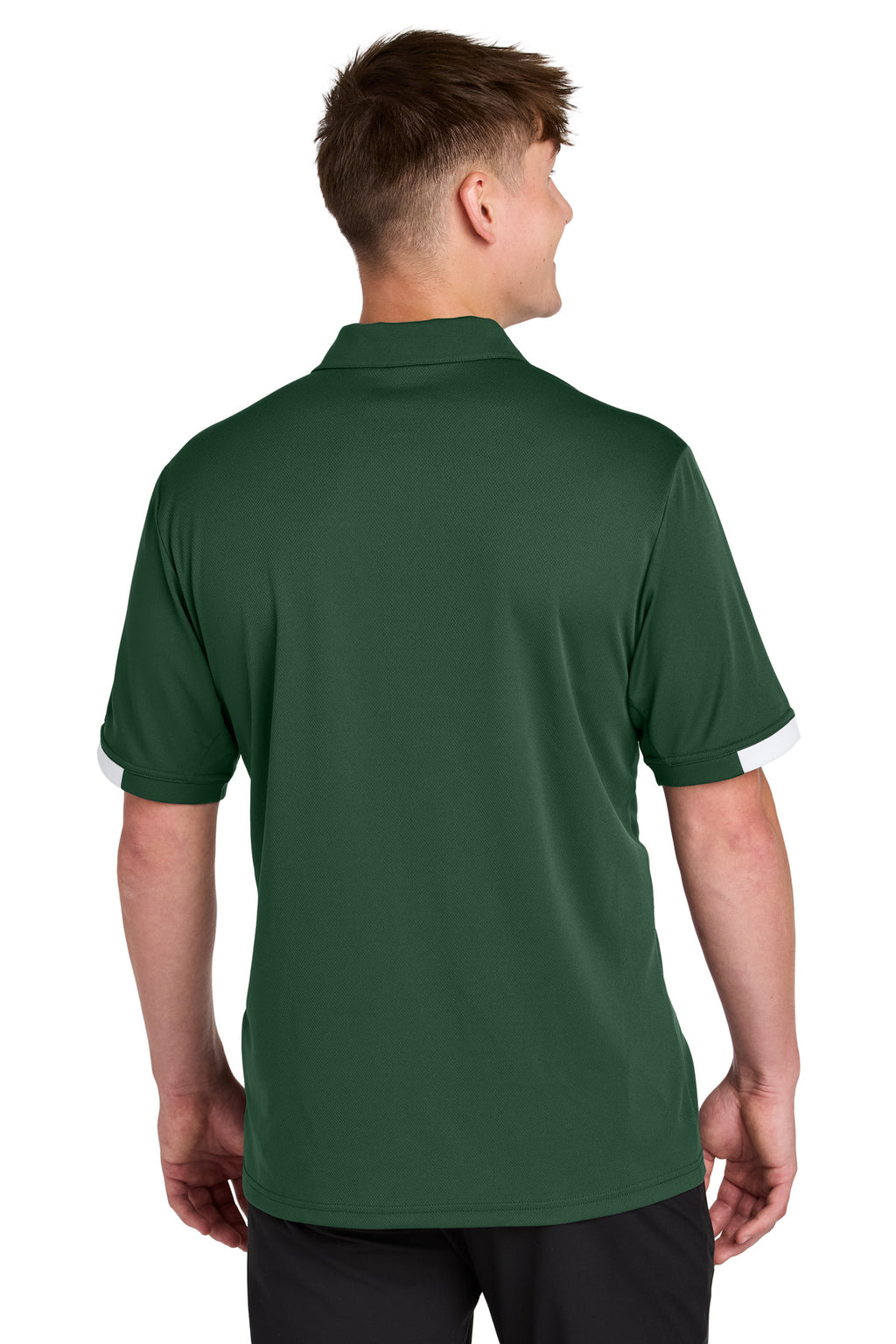 Sport-Tek Club Colorblock Polo ST444 - Forest Green/ White - back