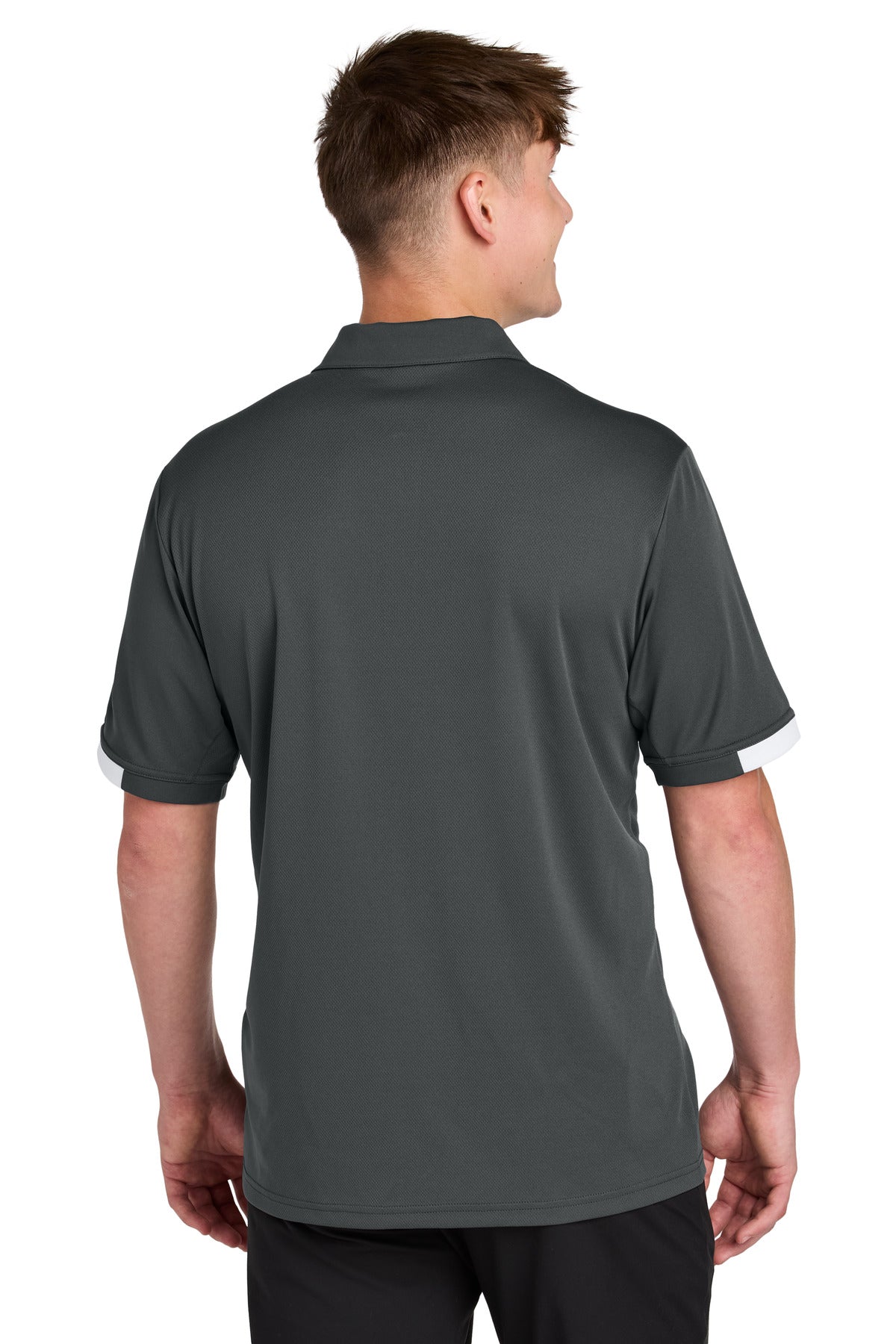 Sport-Tek Club Colorblock Polo ST444 - Iron Grey/ White - back