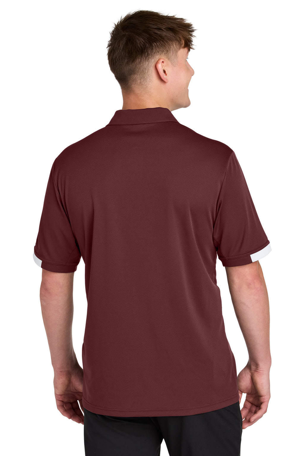 Sport-Tek Club Colorblock Polo ST444 - Maroon/ White - back