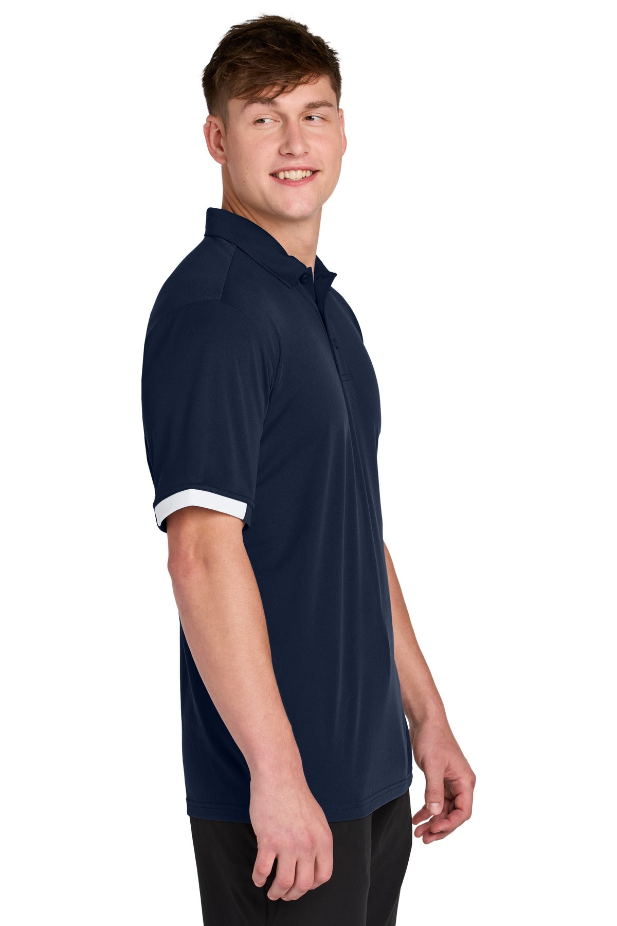 Sport-Tek Club Colorblock Polo ST444 - True Navy/ White - side