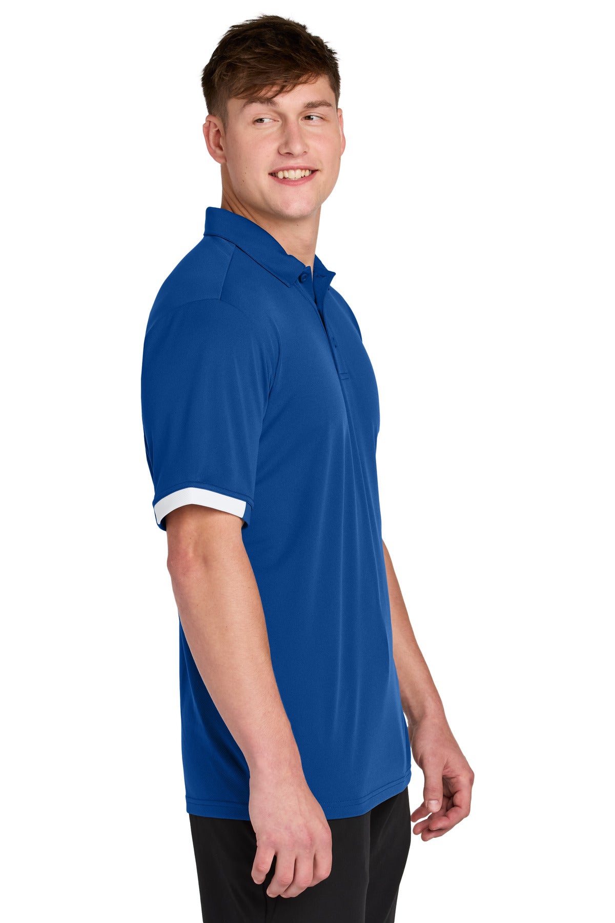 Sport-Tek Club Colorblock Polo ST444 - True Royal/ White - side