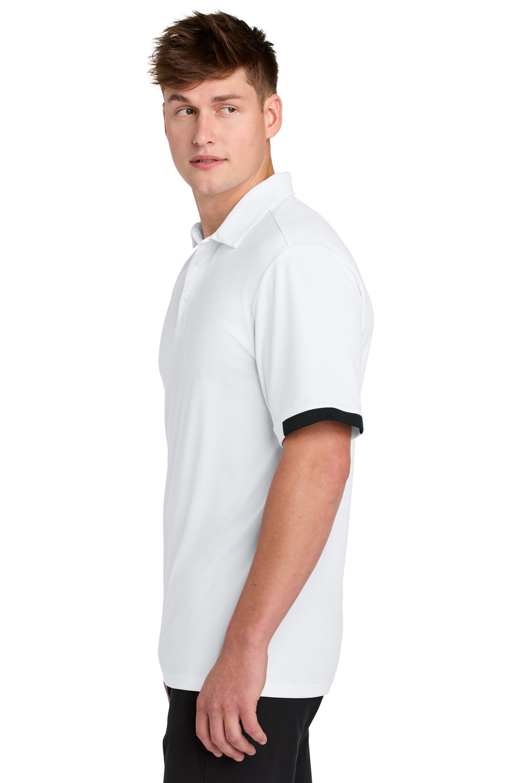 Sport-Tek Club Colorblock Polo ST444 - White/ Black - side