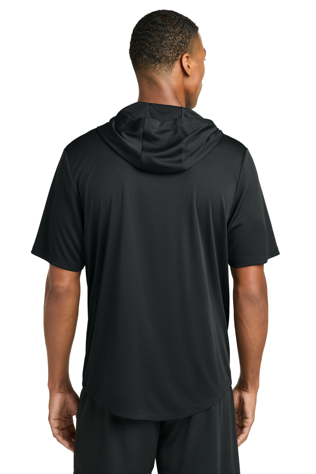 Sport-Tek Club Short Sleeve Hoodie ST445 - Black - back