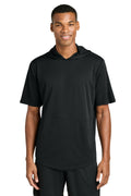 Sport-Tek Club Short Sleeve Hoodie ST445 - Black - front
