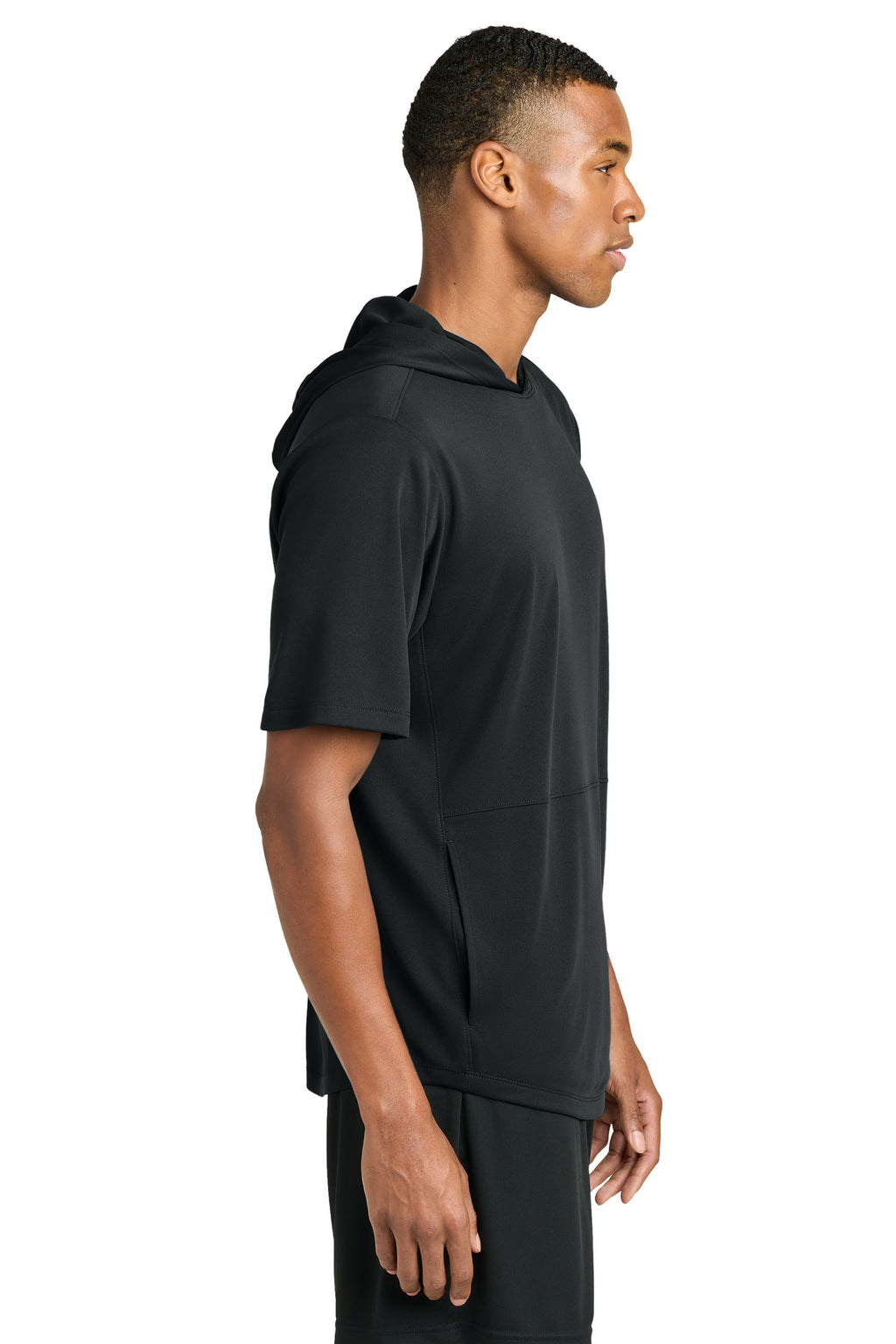 Sport-Tek Club Short Sleeve Hoodie ST445 - Black - side