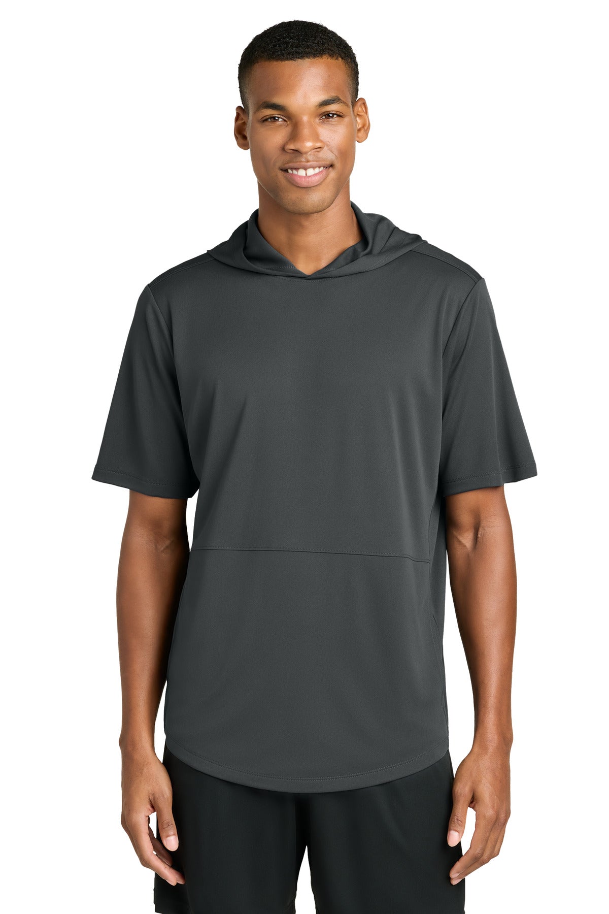 Sport-Tek Club Short Sleeve Hoodie ST445 - Iron Grey - front
