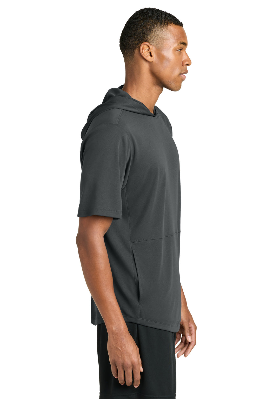 Sport-Tek Club Short Sleeve Hoodie ST445 - Iron Grey - side