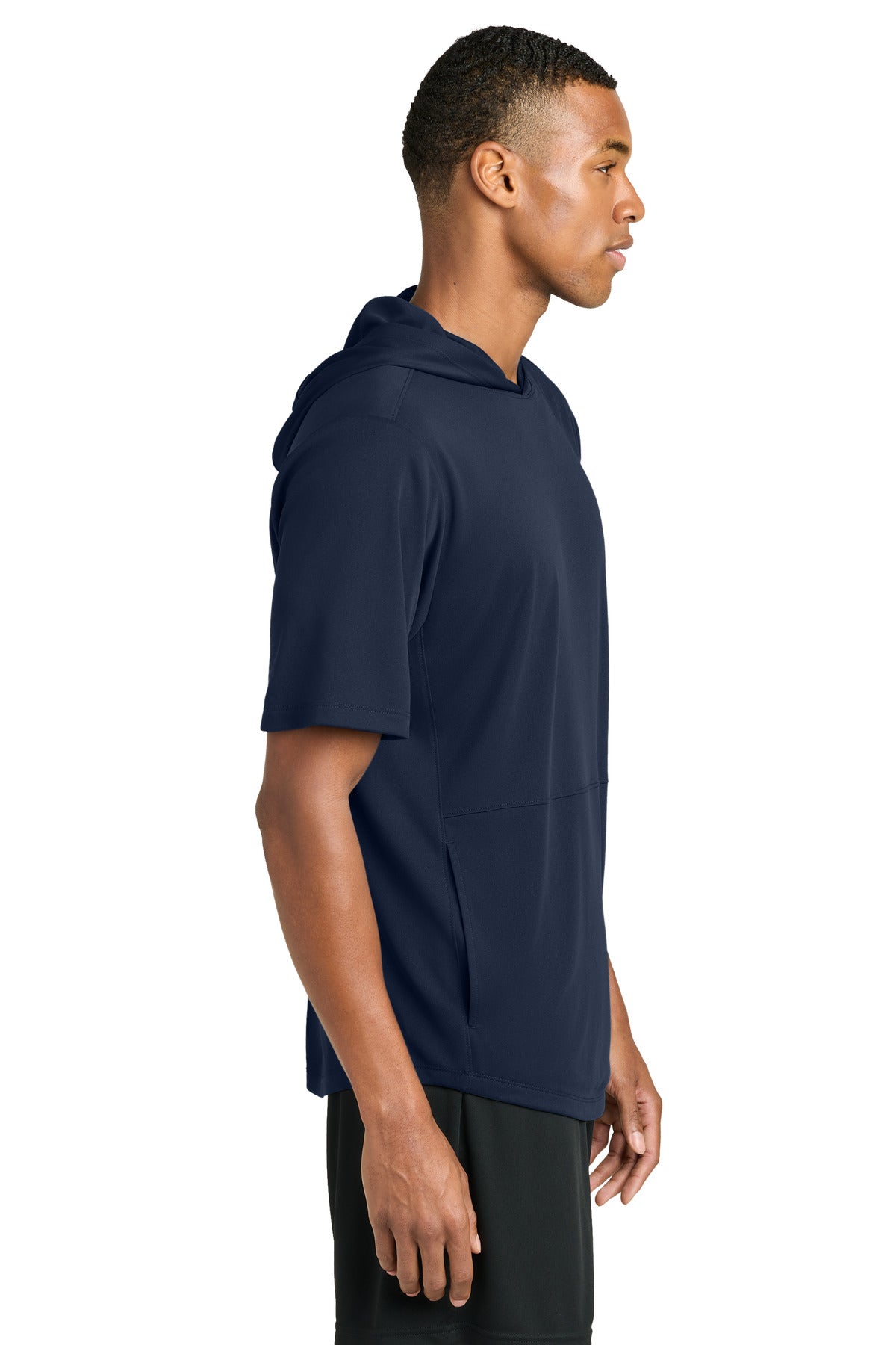 Sport-Tek Club Short Sleeve Hoodie ST445 - True Navy - side