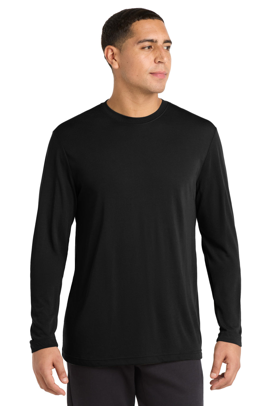 Sport-Tek Long Sleeve PosiCharge Competitor Cotton Touch Tee. ST450LS - Black - front