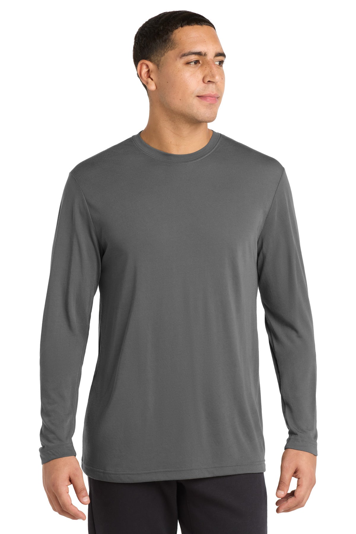 Sport-Tek Long Sleeve PosiCharge Competitor Cotton Touch Tee. ST450LS - Dark Smoke Grey - front