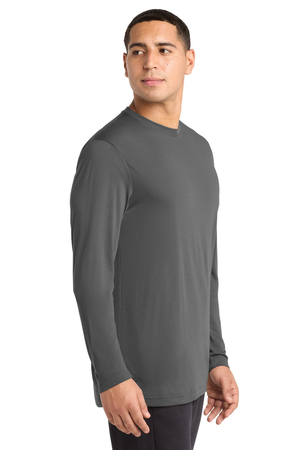 Sport-Tek Long Sleeve PosiCharge Competitor Cotton Touch Tee. ST450LS - Dark Smoke Grey - side