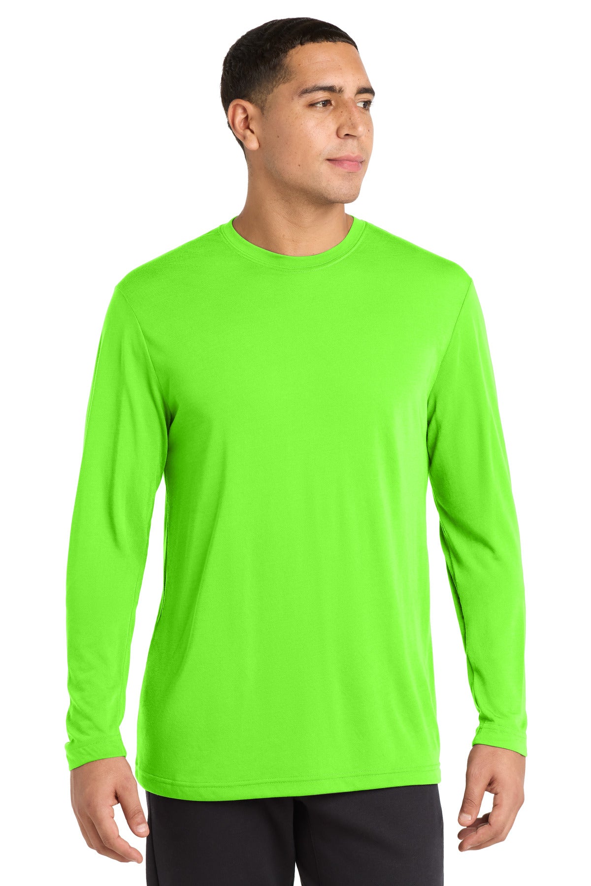 Sport-Tek Long Sleeve PosiCharge Competitor Cotton Touch Tee. ST450LS - Neon Green - front
