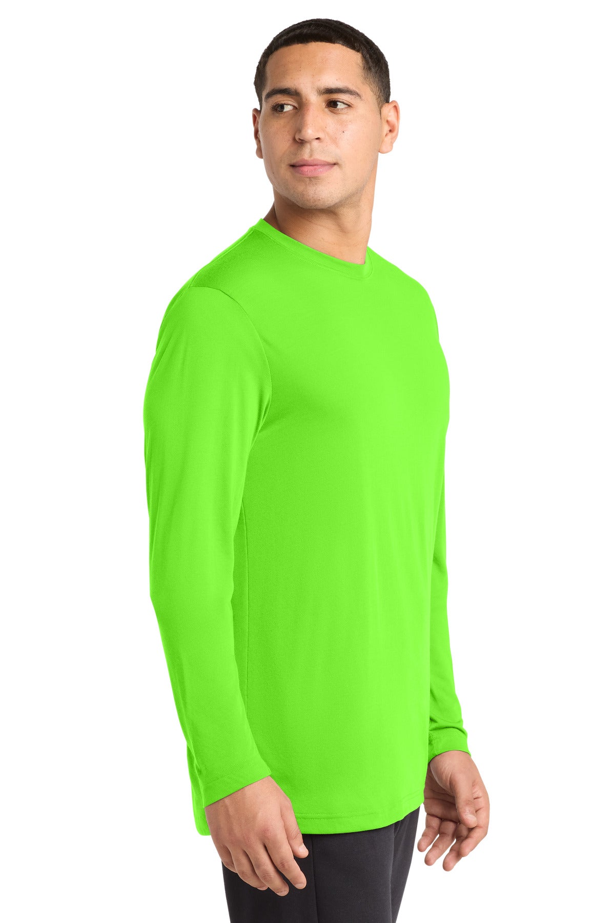 Sport-Tek Long Sleeve PosiCharge Competitor Cotton Touch Tee. ST450LS - Neon Green - side