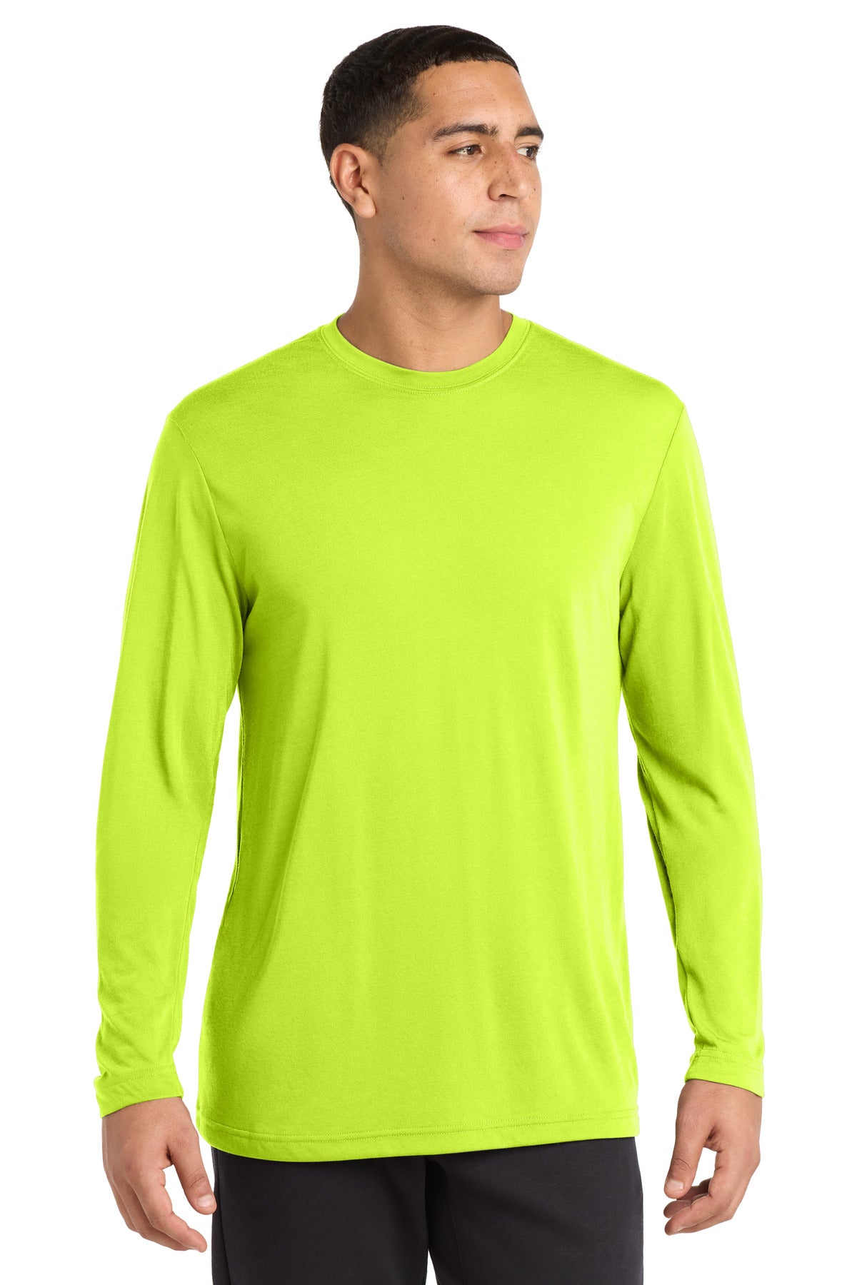 Sport-Tek Long Sleeve PosiCharge Competitor Cotton Touch Tee. ST450LS - Neon Yellow - front