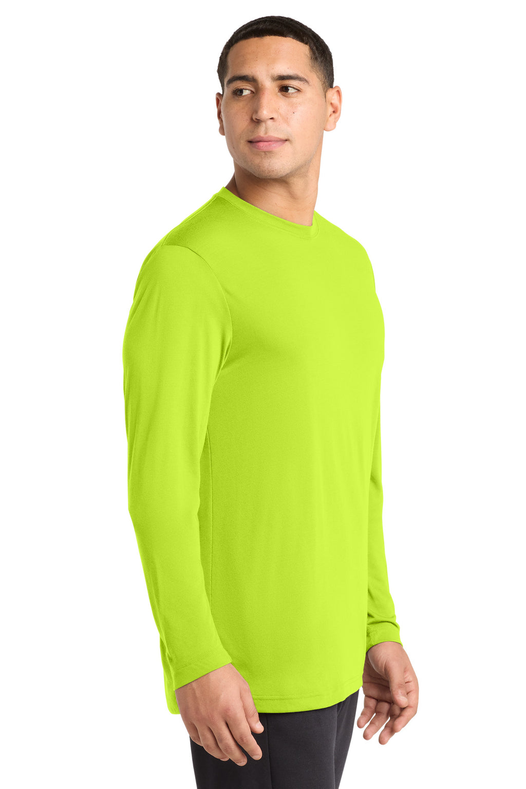 Sport-Tek Long Sleeve PosiCharge Competitor Cotton Touch Tee. ST450LS - Neon Yellow - side