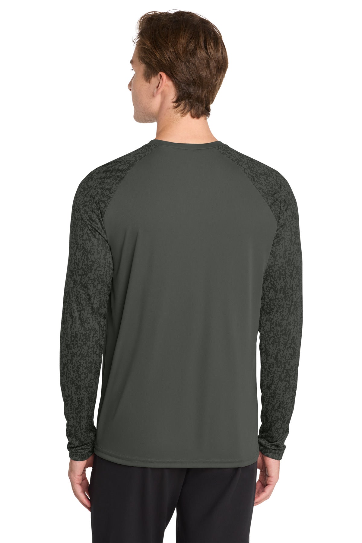 Sport-Tek Long Sleeve Digi Camo Tee. ST460LS - Black - back