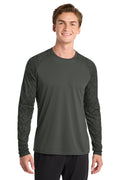 Sport-Tek Long Sleeve Digi Camo Tee. ST460LS - Black - front