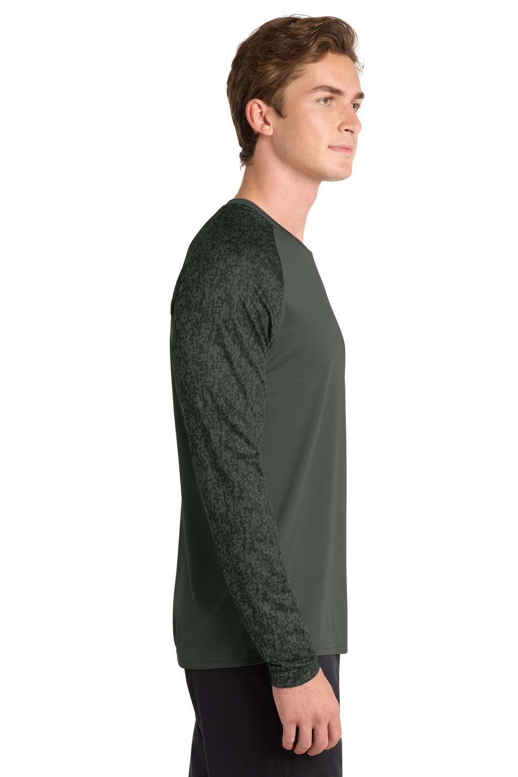Sport-Tek Long Sleeve Digi Camo Tee. ST460LS - Black - side