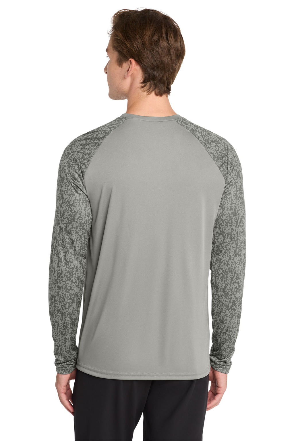 Sport-Tek Long Sleeve Digi Camo Tee. ST460LS - Grey Concrete - back