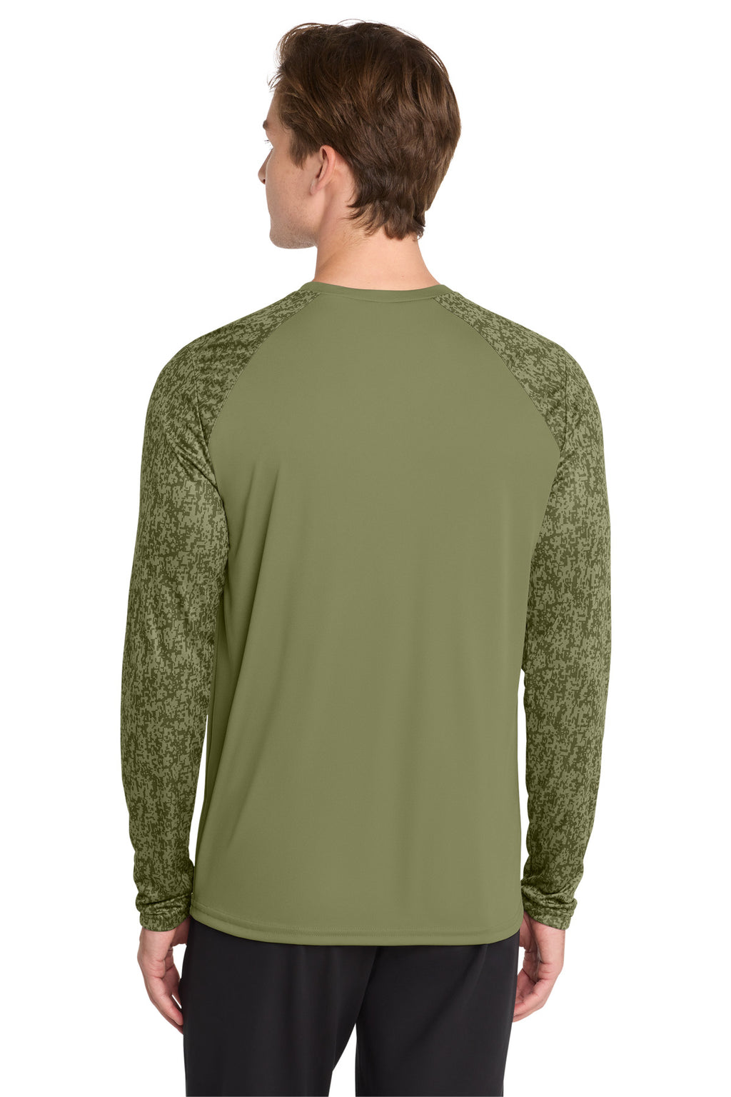 Sport-Tek Long Sleeve Digi Camo Tee. ST460LS - Olive Drab Green - back