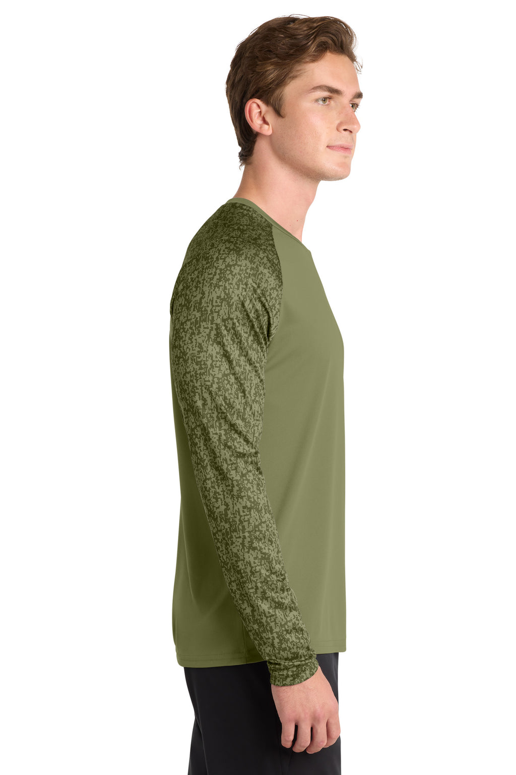 Sport-Tek Long Sleeve Digi Camo Tee. ST460LS - Olive Drab Green - side