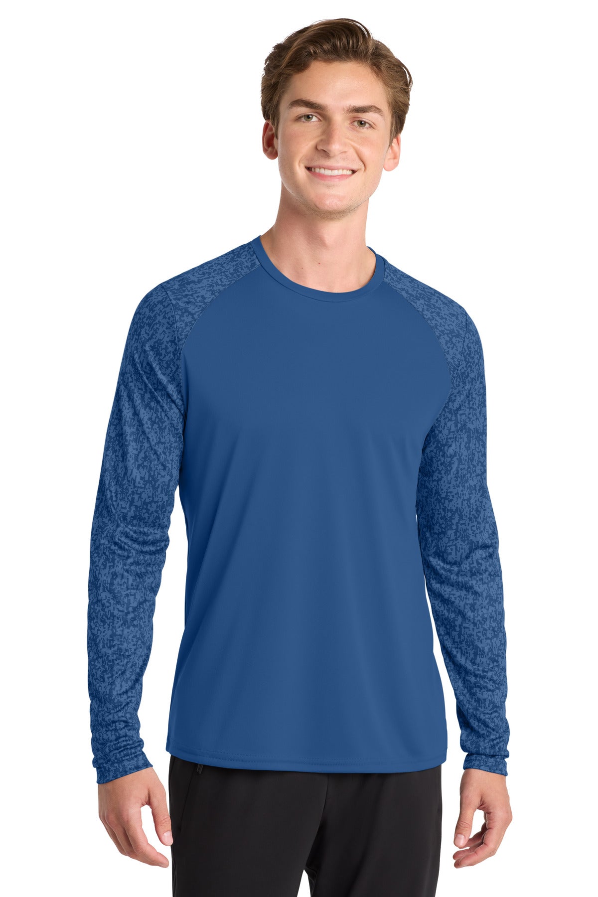 Sport-Tek Long Sleeve Digi Camo Tee. ST460LS - Royal - front