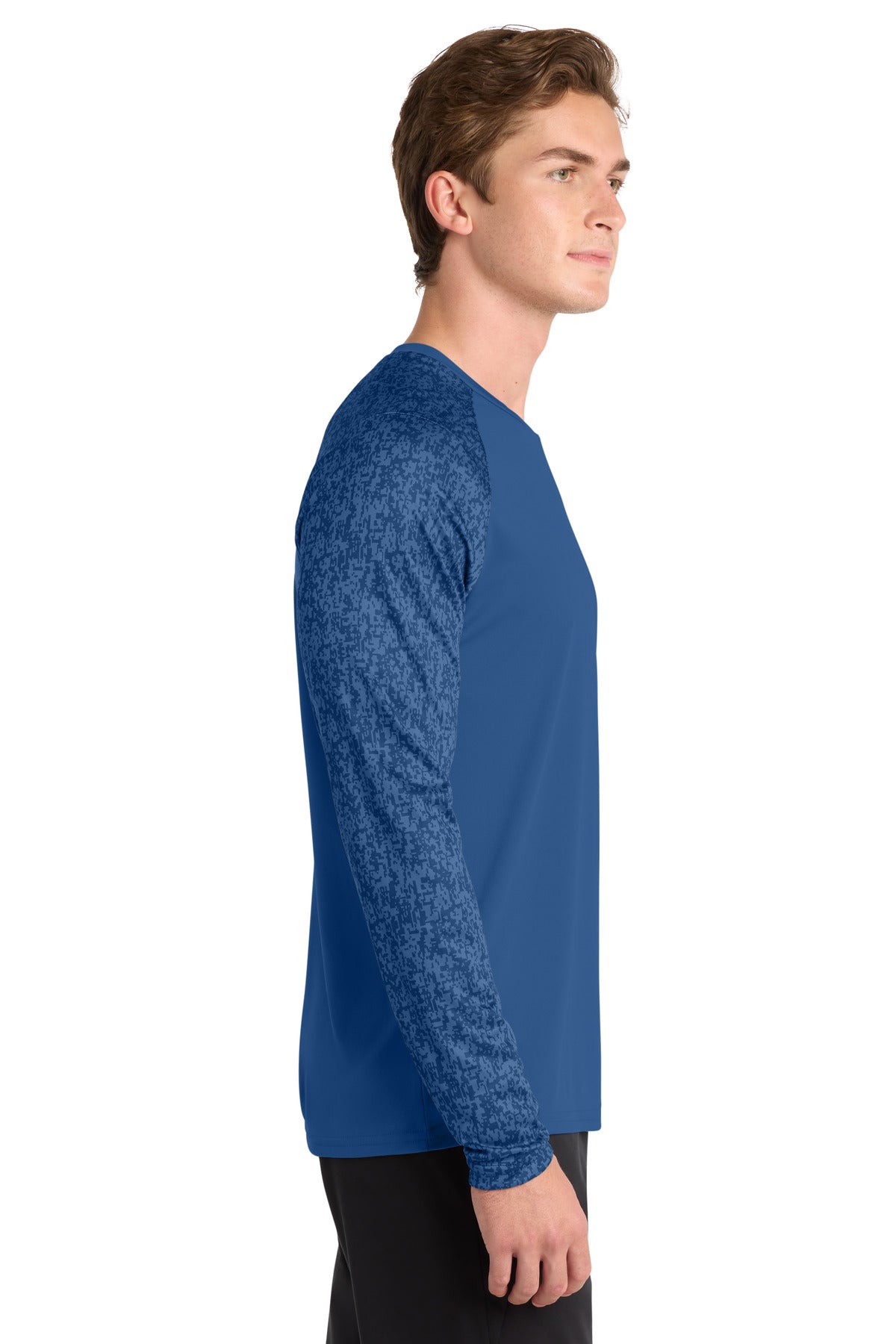 Sport-Tek Long Sleeve Digi Camo Tee. ST460LS - Royal - side