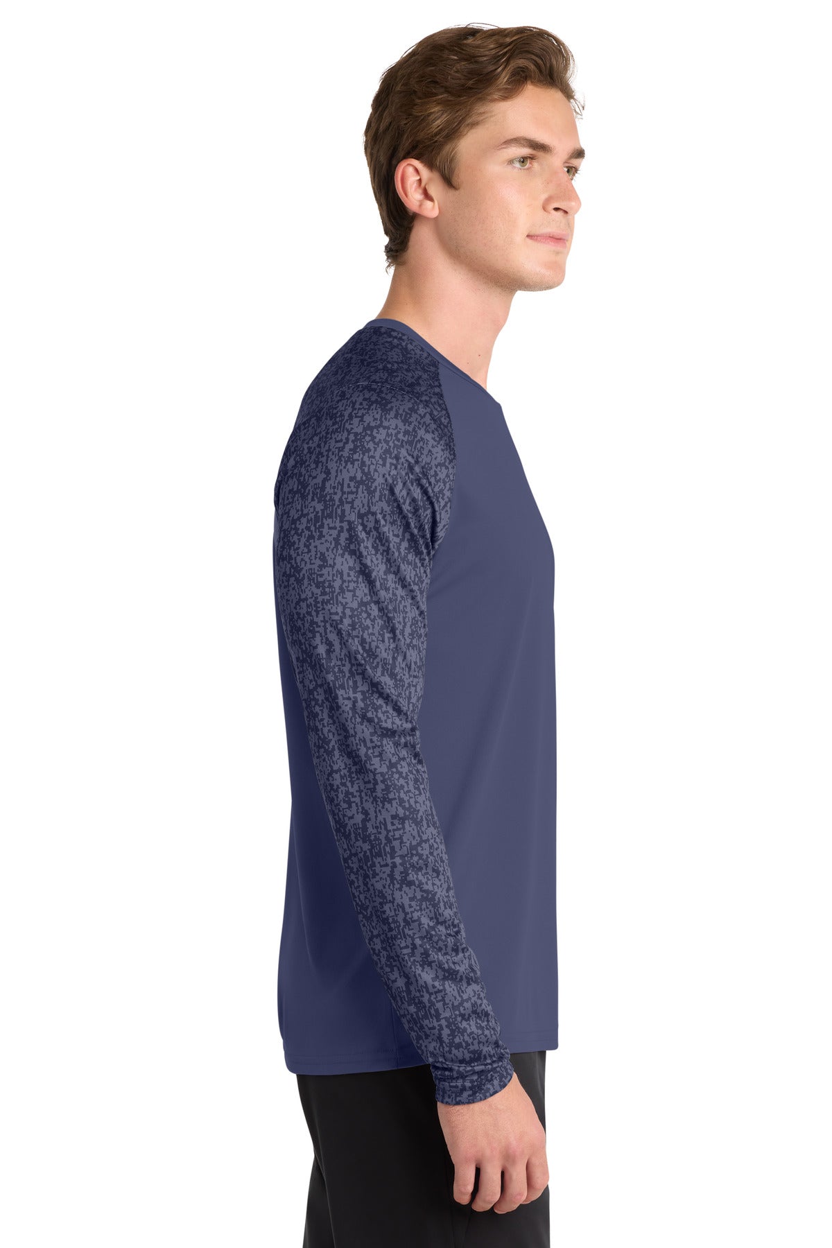 Sport-Tek Long Sleeve Digi Camo Tee. ST460LS - True Navy - side