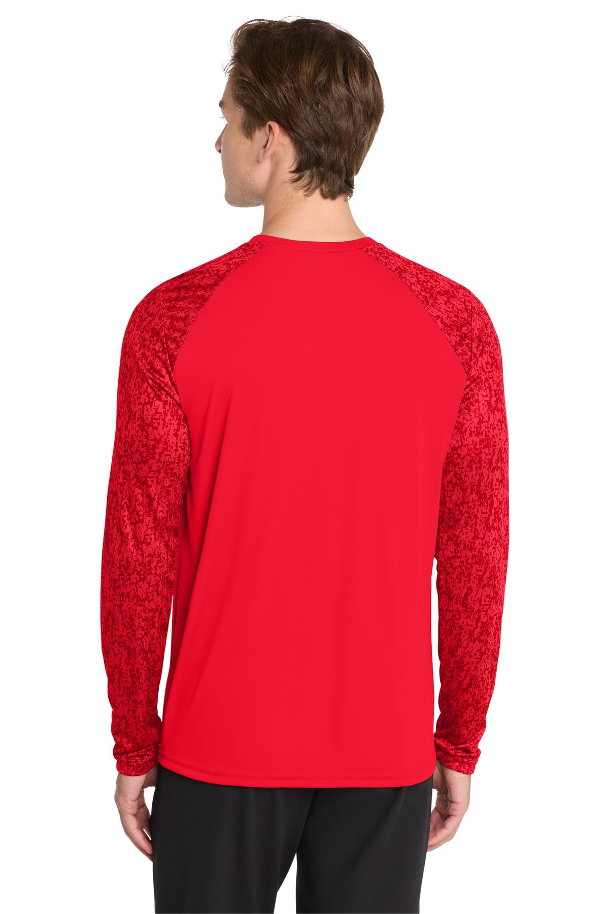 Sport-Tek Long Sleeve Digi Camo Tee. ST460LS - True Red - back