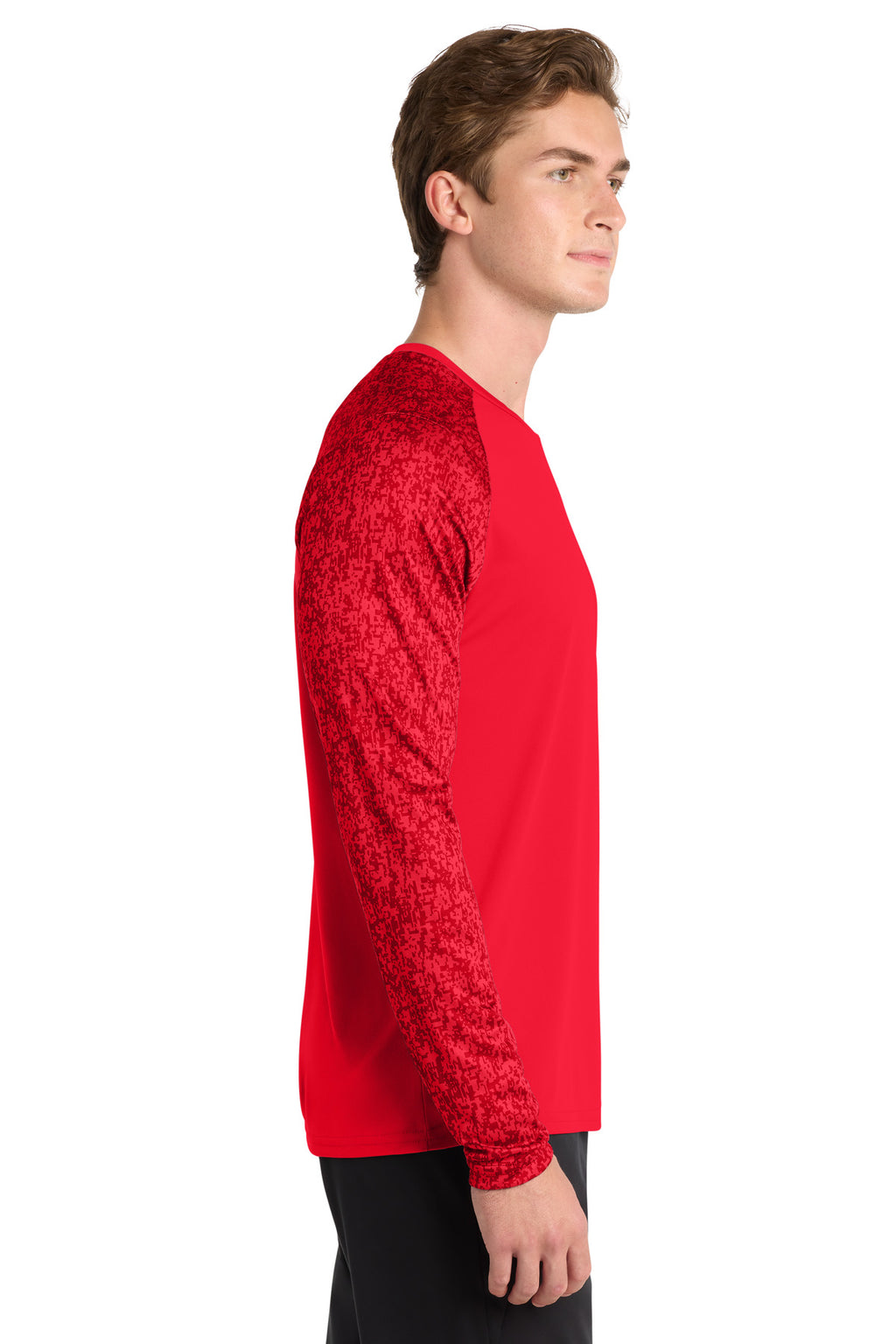 Sport-Tek Long Sleeve Digi Camo Tee. ST460LS - True Red - side