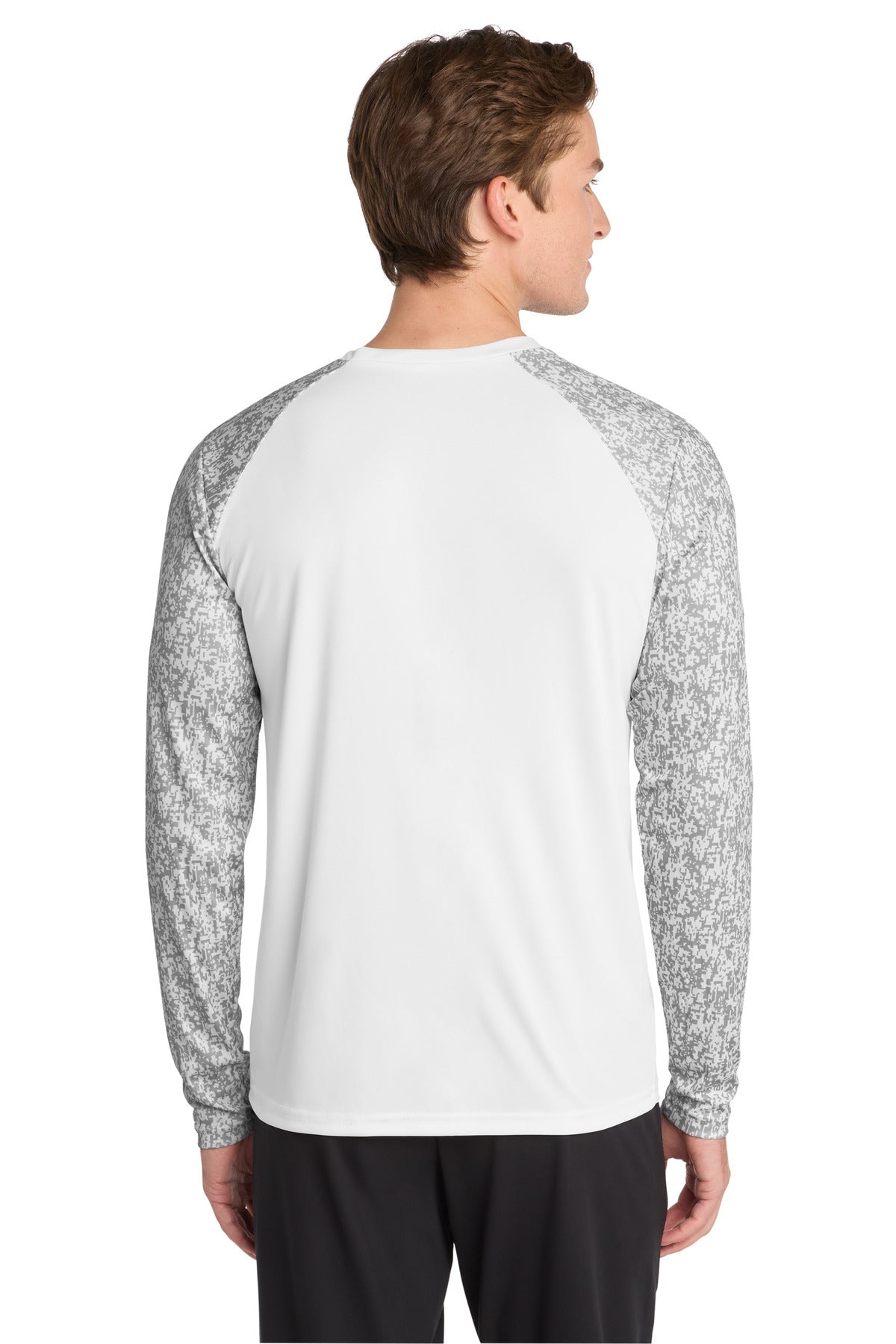 Sport-Tek Long Sleeve Digi Camo Tee. ST460LS - White - back