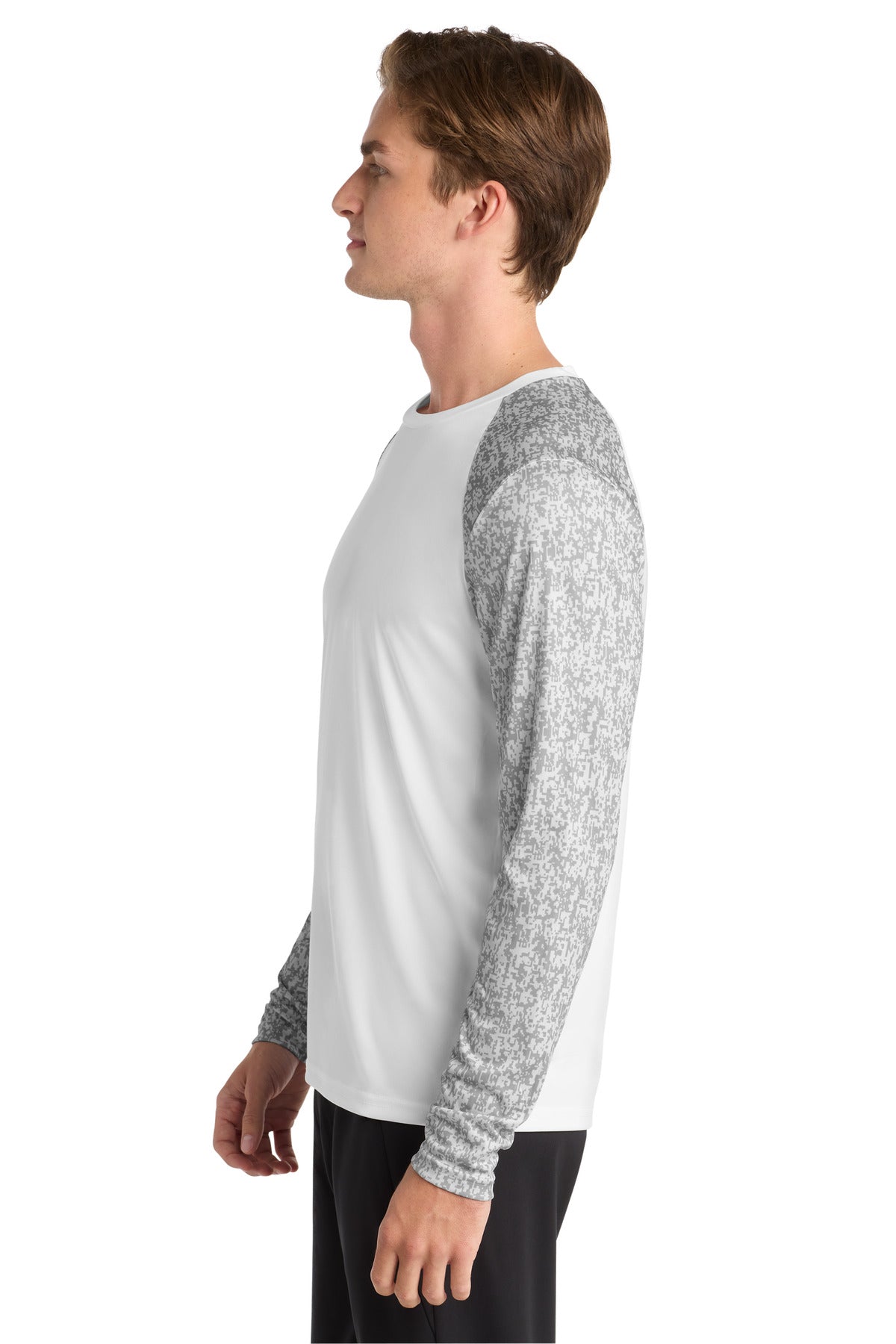 Sport-Tek Long Sleeve Digi Camo Tee. ST460LS - White - side