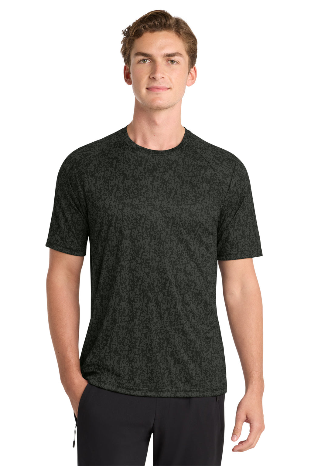 Sport-Tek Digi Camo Tee. ST460 - Black - front