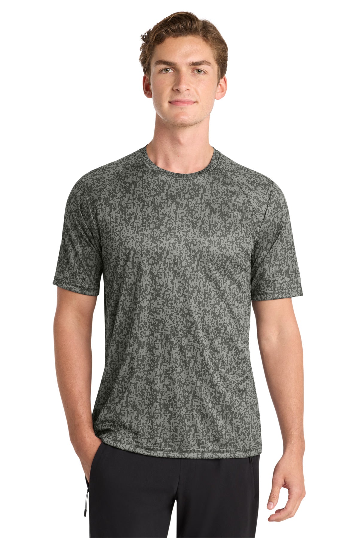 Sport-Tek Digi Camo Tee. ST460 - Grey Concrete - front