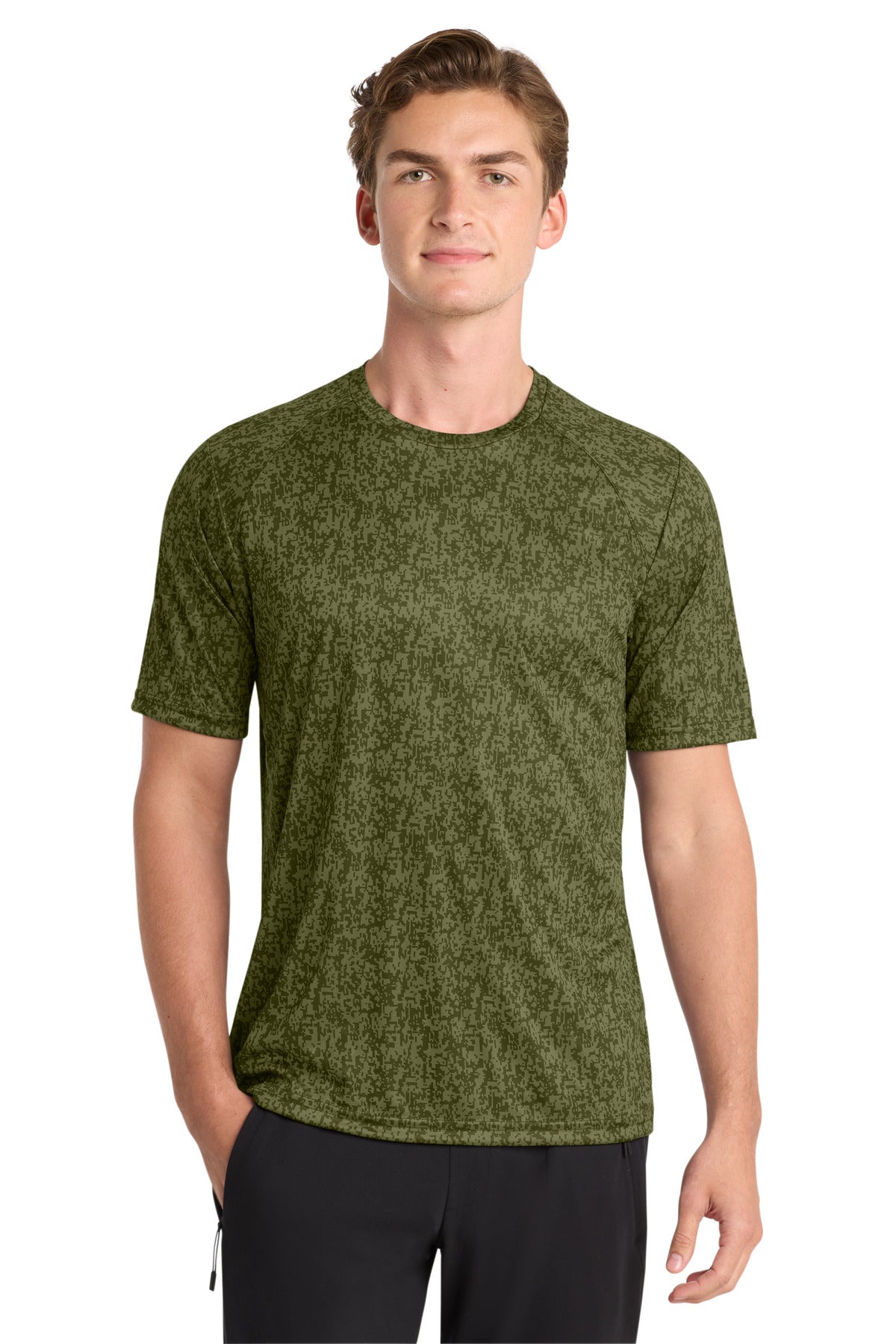 Sport-Tek Digi Camo Tee. ST460 - Olive Drab Green - front