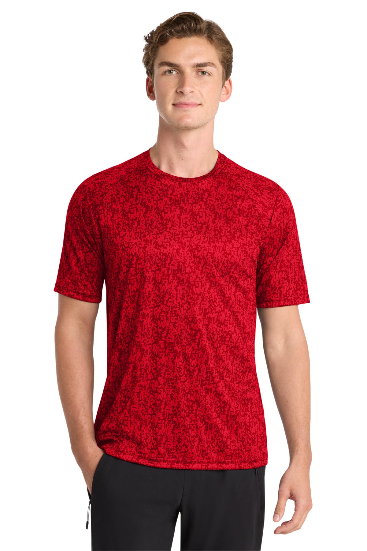 Sport-Tek Digi Camo Tee. ST460 - True Red - front