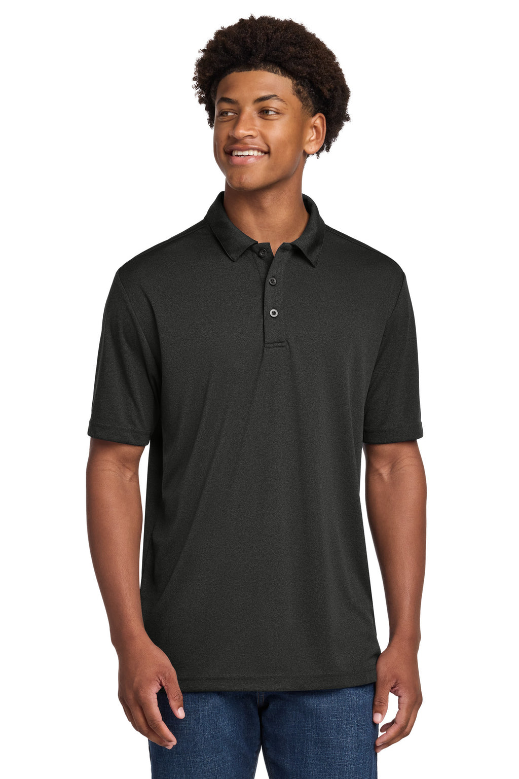 Sport-Tek Endeavor Polo. ST467 - Black Heather - front