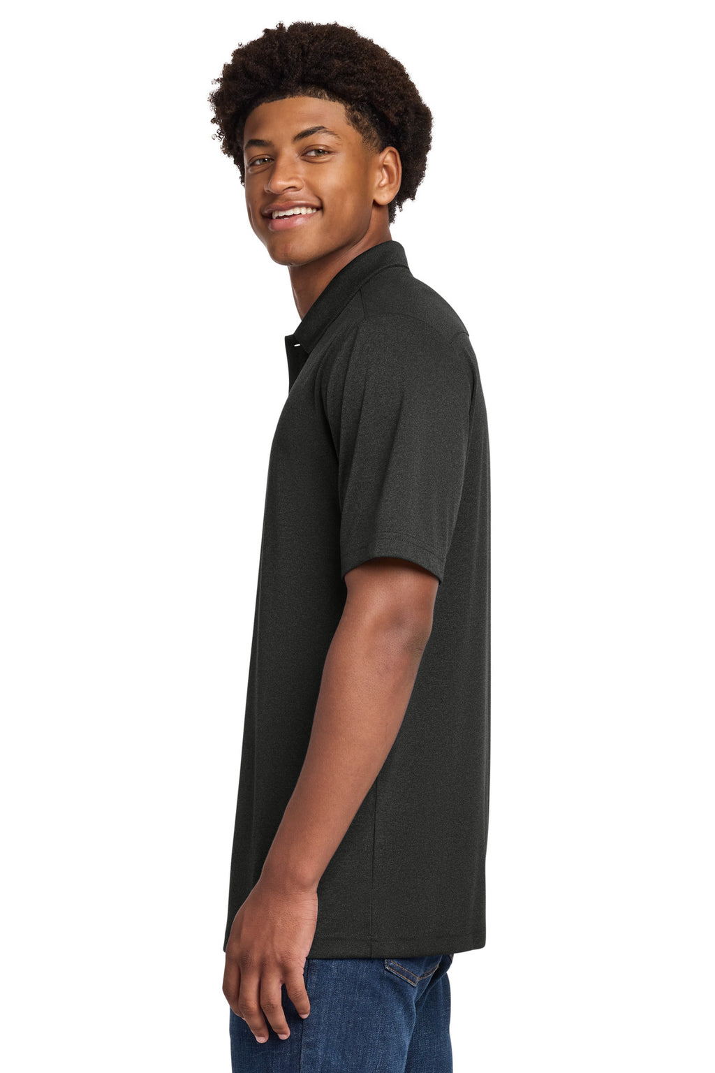 Sport-Tek Endeavor Polo. ST467 - Black Heather - side