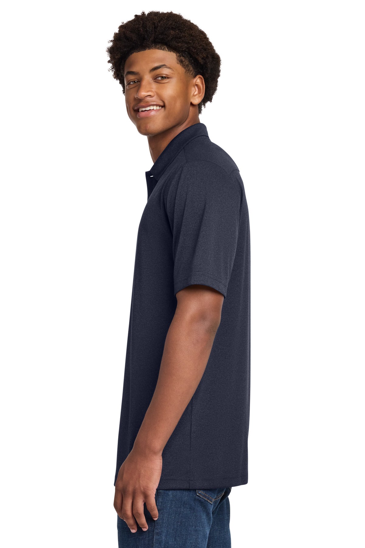 Sport-Tek Endeavor Polo. ST467 - Deep Navy Heather - side