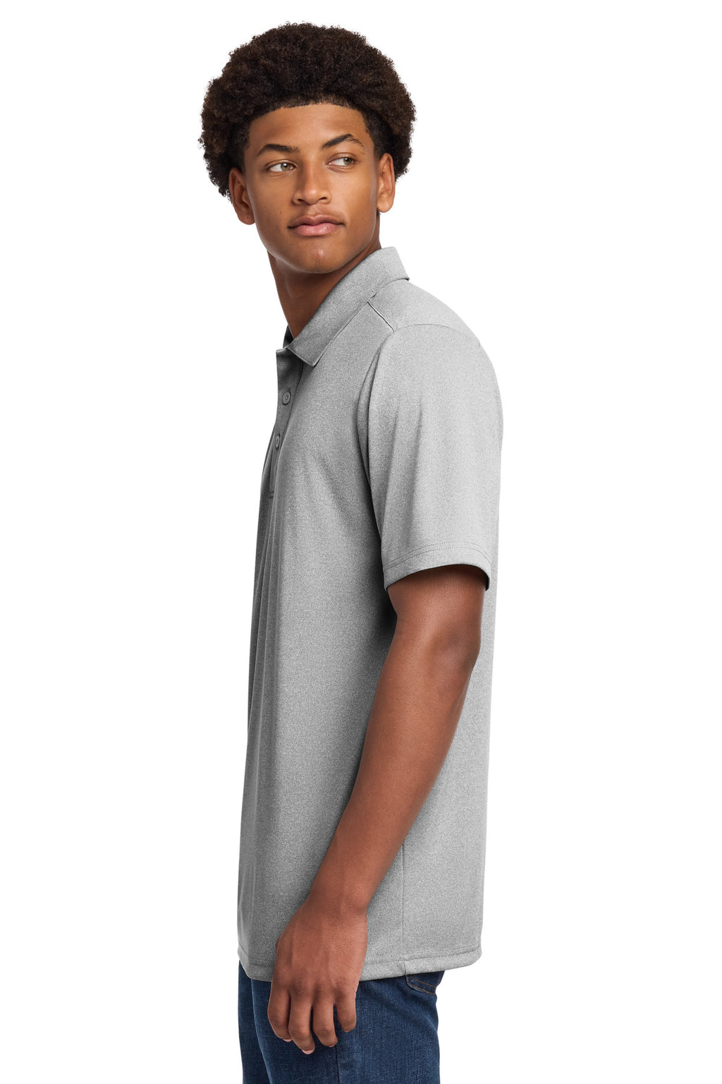 Sport-Tek Endeavor Polo. ST467 - Light Grey Heather - side