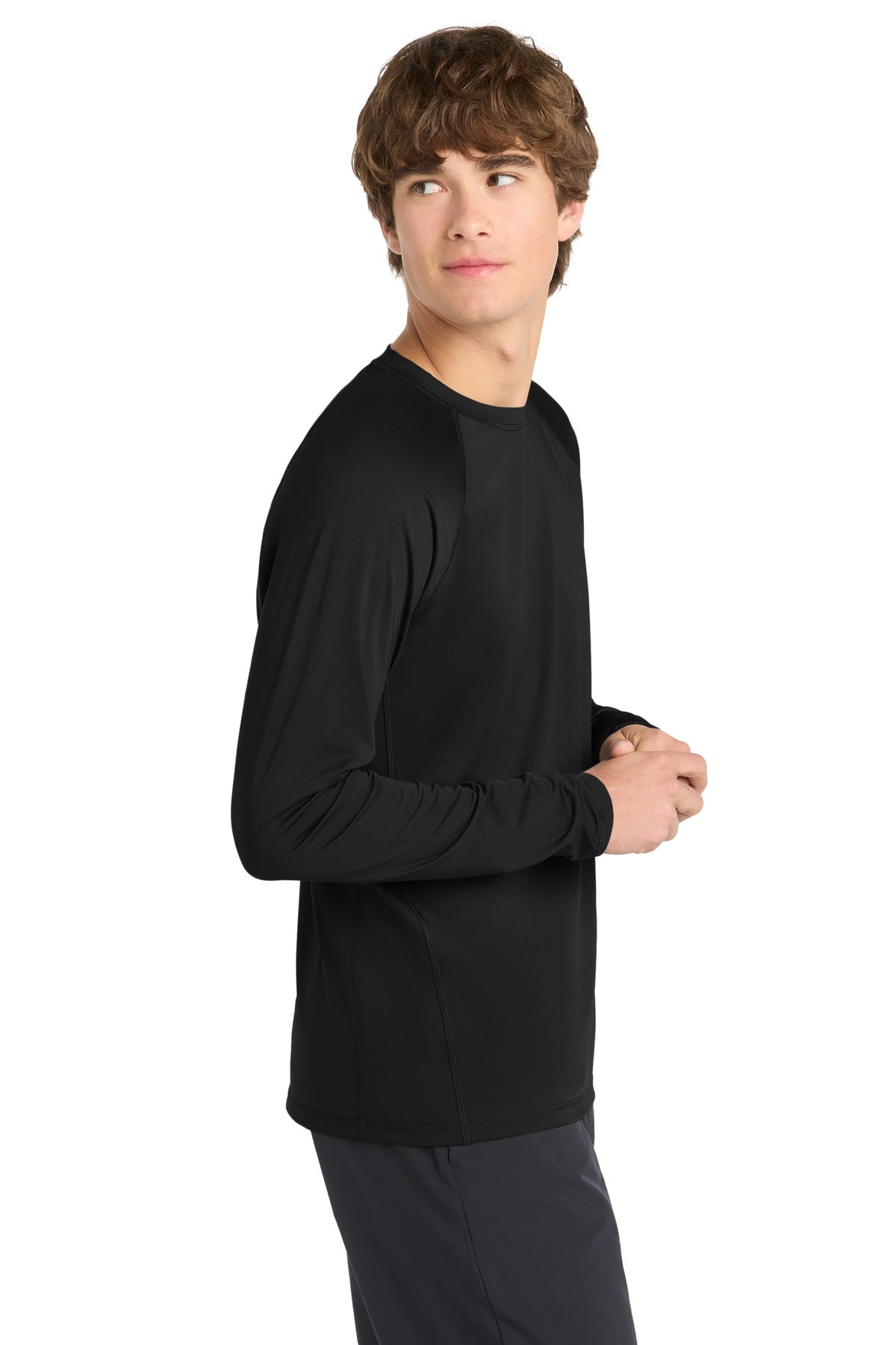Sport-Tek Long Sleeve Rashguard Tee. ST470LS - Black - side