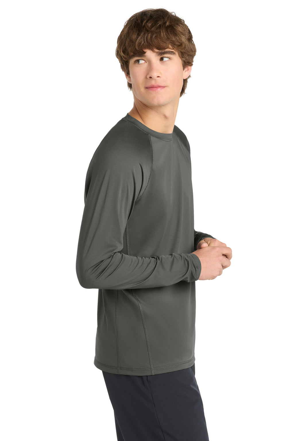 Sport-Tek Long Sleeve Rashguard Tee. ST470LS - Dark Smoke Grey - side
