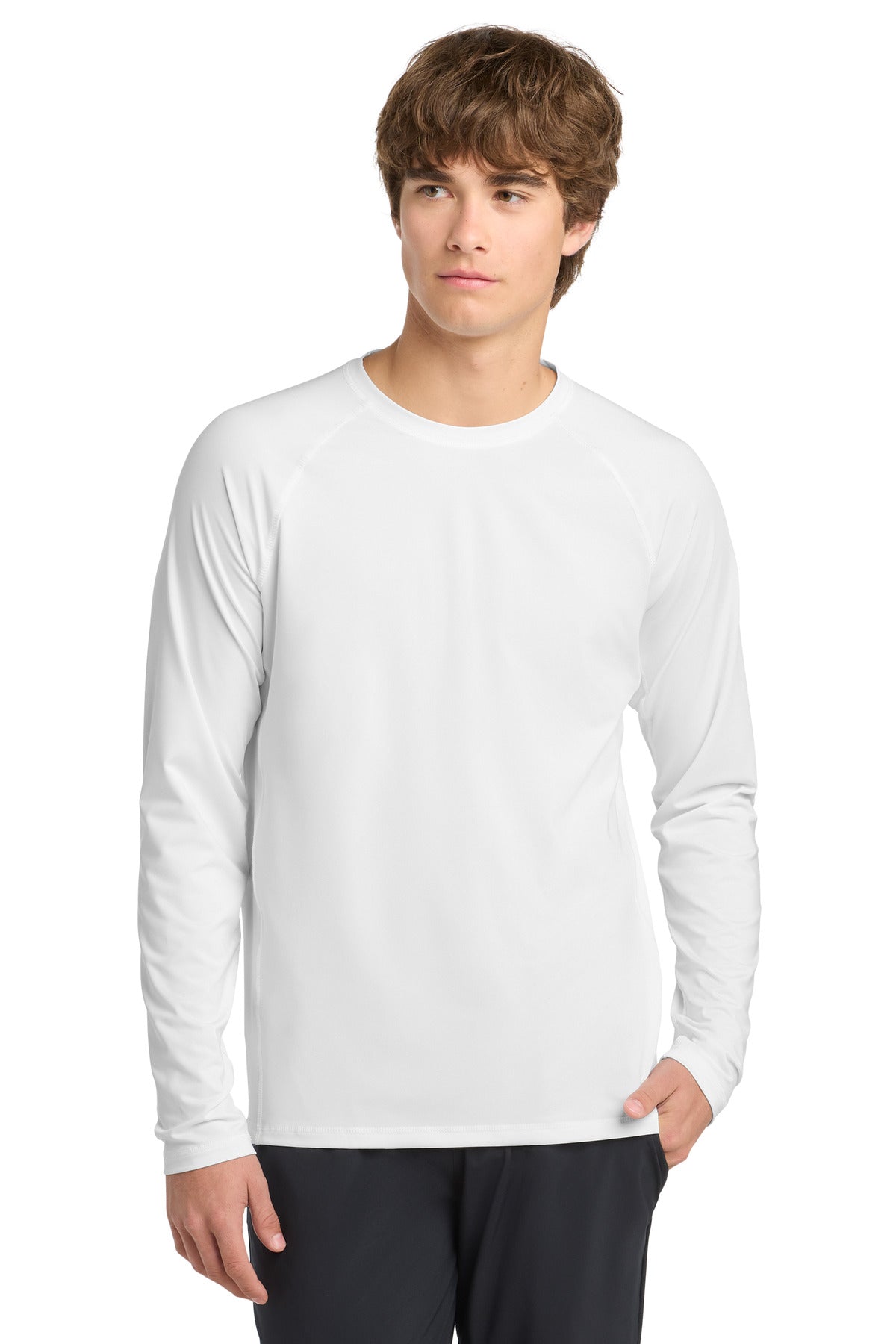 Sport-Tek Long Sleeve Rashguard Tee. ST470LS - White - front